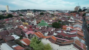 Malacca, Malezya - 16 Ekim 2022: Malacca Nehri Gezisi Hava Görüntüsü