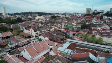 Malacca, Malezya - 16 Ekim 2022: Malacca Nehri Gezisi Hava Görüntüsü