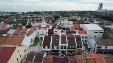 Malacca, Malezya - 16 Ekim 2022: Malacca Nehri Gezisi Hava Görüntüsü