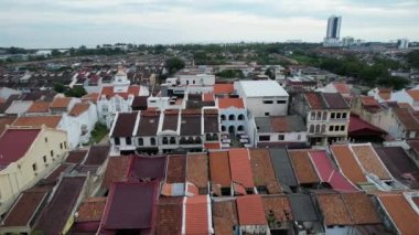 Malacca, Malezya - 16 Ekim 2022: Malacca Nehri Gezisi Hava Görüntüsü