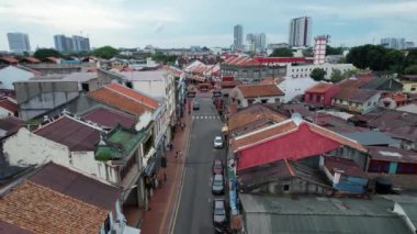 Malacca, Malezya - 16 Ekim 2022: Malacca Nehri Gezisi Hava Görüntüsü