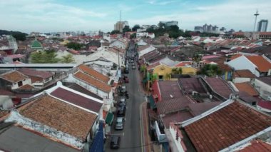 Malacca, Malezya - 16 Ekim 2022: Malacca Nehri Gezisi Hava Görüntüsü