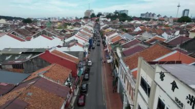 Malacca, Malezya - 16 Ekim 2022: Malacca Nehri Gezisi Hava Görüntüsü