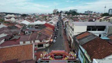 Malacca, Malezya - 16 Ekim 2022: Malacca Nehri Gezisi Hava Görüntüsü