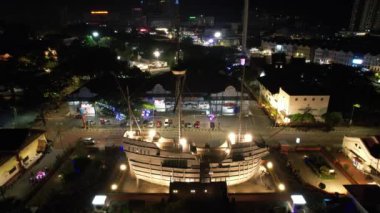 Malacca, Malezya - 16 Ekim 2022: Malacca Nehri Gezisi Hava Görüntüsü