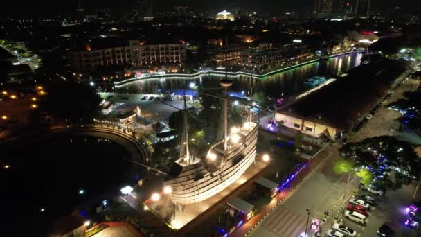 Malacca Malaysia October 2022 Aerial View Malacca River Cruise — Stock Video