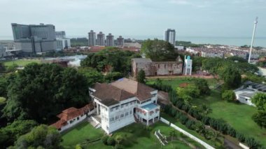 Malacca, Malezya - 16 Ekim 2022: Malacca Nehri Gezisi Hava Görüntüsü