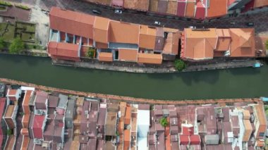 Malacca, Malezya - 16 Ekim 2022: Malacca Nehri Gezisi Hava Görüntüsü