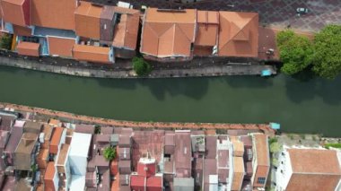 Malacca, Malezya - 16 Ekim 2022: Malacca Nehri Gezisi Hava Görüntüsü