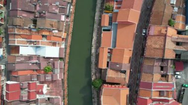 Malacca, Malezya - 16 Ekim 2022: Malacca Nehri Gezisi Hava Görüntüsü