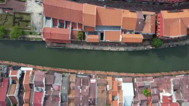 Malacca, Malezya - 16 Ekim 2022: Malacca Nehri Gezisi Hava Görüntüsü