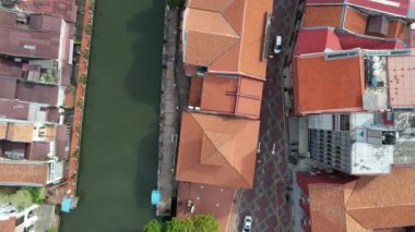 Malacca, Malezya - 16 Ekim 2022: Malacca Nehri Gezisi Hava Görüntüsü