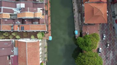 Malacca, Malezya - 16 Ekim 2022: Malacca Nehri Gezisi Hava Görüntüsü