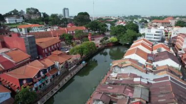 Malacca, Malezya - 16 Ekim 2022: Malacca Nehri Gezisi Hava Görüntüsü