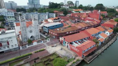 Malacca, Malezya - 16 Ekim 2022: Malacca Nehri Gezisi Hava Görüntüsü