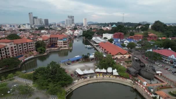 Malacca Malesia Ottobre 2022 Veduta Aerea Della Crociera Sul Fiume — Video Stock