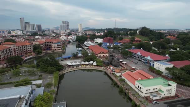 Malacca Malaysia Oktober 2022 Luftaufnahme Der Malacca River Cruise — Stockvideo