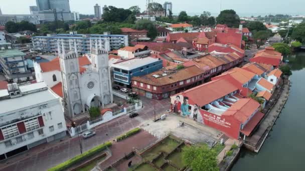 Malaka Malaysia Oktober 2022 Pemandangan Udara Dari Sungai Malaka Cruise — Stok Video