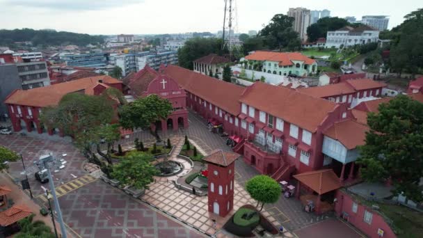 Malacca Maleisië Oktober 2022 Uitzicht Vanuit Lucht Malacca River Cruise — Stockvideo