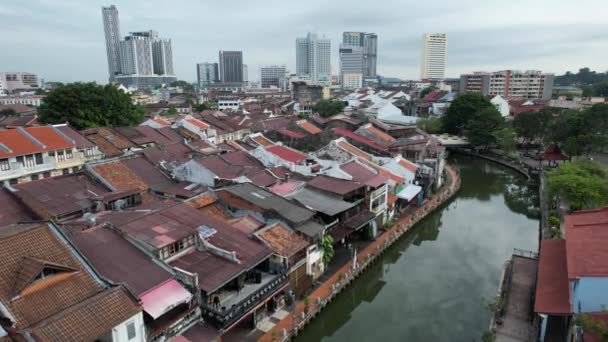 Malacca Malaysia October 2022 Aerial View Malacca River Cruise — Stock Video
