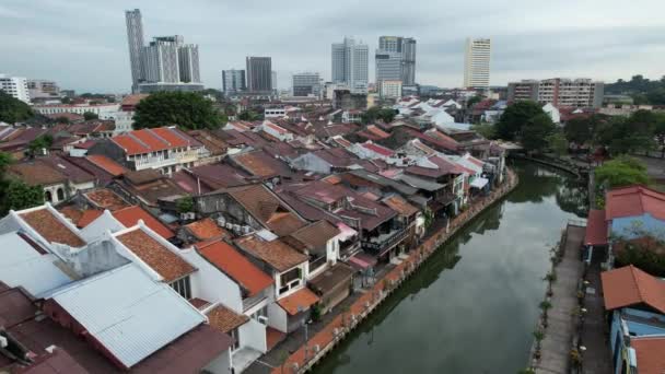 Malacca Malaysia Oktober 2022 Luftaufnahme Der Malacca River Cruise — Stockvideo