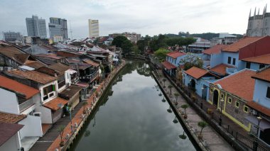 Malacca, Malezya - 16 Ekim 2022: Malacca 'nın Tarihi Tarihi Tarihi Binaları ve Turist Çekimleri