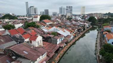 Malacca, Malezya - 16 Ekim 2022: Malacca 'nın Tarihi Tarihi Tarihi Binaları ve Turist Çekimleri