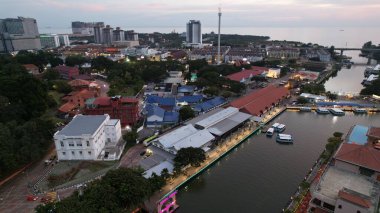 Malacca, Malezya - 16 Ekim 2022: Malacca 'nın Tarihi Tarihi Tarihi Binaları ve Turist Çekimleri