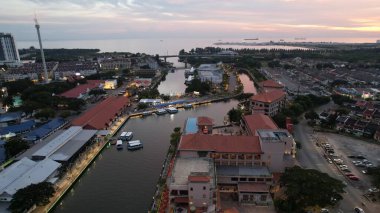 Malacca, Malezya - 16 Ekim 2022: Malacca 'nın Tarihi Tarihi Tarihi Binaları ve Turist Çekimleri