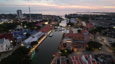 Malacca, Malezya - 16 Ekim 2022: Malacca 'nın Tarihi Tarihi Tarihi Binaları ve Turist Çekimleri
