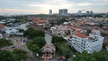 Malacca, Malezya - 16 Ekim 2022: Malacca 'nın Tarihi Tarihi Tarihi Binaları ve Turist Çekimleri