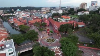 Malacca, Malezya - 16 Ekim 2022: Malacca Nehri Gezisi Hava Görüntüsü