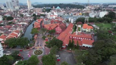 Malacca, Malezya - 16 Ekim 2022: Malacca Nehri Gezisi Hava Görüntüsü
