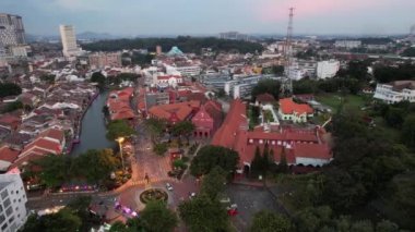 Malacca, Malezya - 16 Ekim 2022: Malacca Nehri Gezisi Hava Görüntüsü