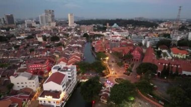 Malacca, Malezya - 16 Ekim 2022: Malacca Nehri Gezisi Hava Görüntüsü