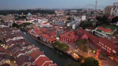 Malacca, Malezya - 16 Ekim 2022: Malacca Nehri Gezisi Hava Görüntüsü