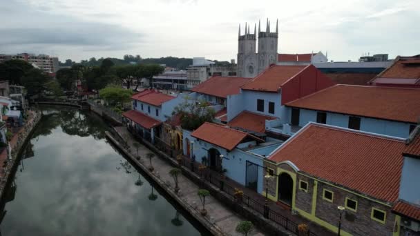 Malacca Malajsie Října 2022 Letecký Pohled Malacca River Cruise — Stock video