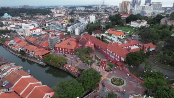 Malacca Maleisië Oktober 2022 Uitzicht Vanuit Lucht Malacca River Cruise — Stockvideo