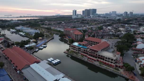 Malacca Malezya Ekim 2022 Malacca Nehri Gezisi Hava Görüntüsü — Stok video