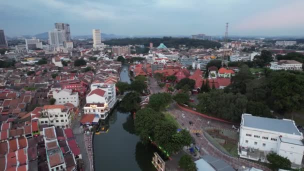 Malaca Malasia Octubre 2022 Vista Aérea Del Crucero Por Río — Vídeos de Stock