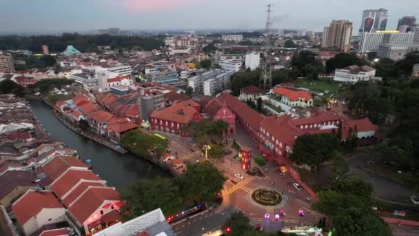 Malacca Maleisië Oktober 2022 Uitzicht Vanuit Lucht Malacca River Cruise — Stockvideo