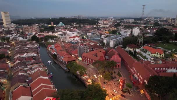 Malacca Malezja Października 2022 Widok Lotu Ptaka Rzekę Malacca — Wideo stockowe