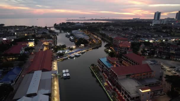 Malacca Malaysia October 2022 Aerial View Malacca River Cruise — Stock Video