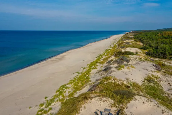 Білий Пляж Піску Вид Балтійське Море Costline Curonian Spit Aerial — стокове фото