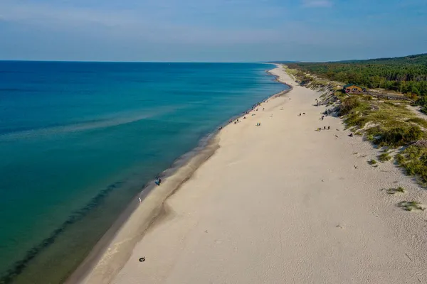 Білий Пляж Піску Вид Балтійське Море Costline Curonian Spit Aerial — стокове фото