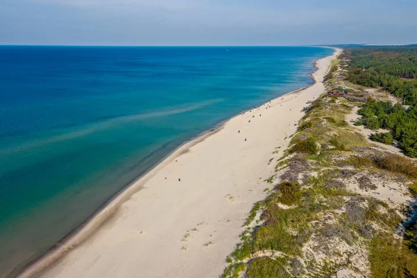 Белый Песчаный Пляж Вид Побережье Балтийского Моря Куршская Коса Воздушный — стоковое фото