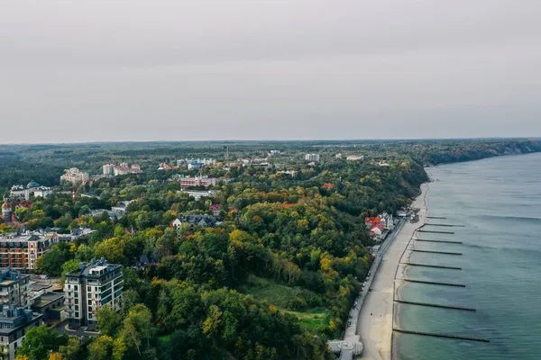 Vue Aérienne Panoramique Sur Côte Mer Baltique Promenade Dans Station — Photo