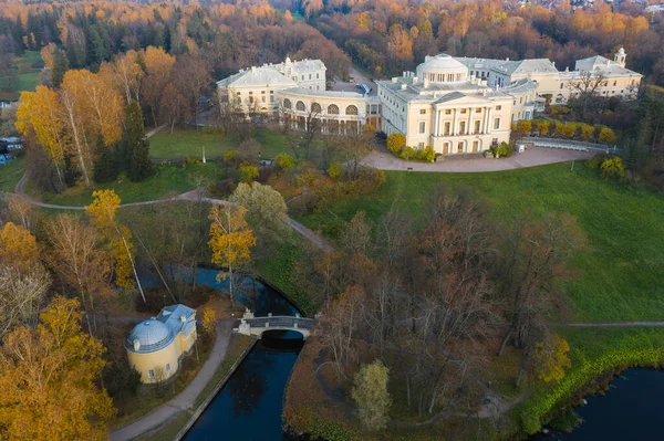 Vue Aérienne Panoramique Sur Parc Pavlovsk Palais Pavlovsk Soir Automne — Photo