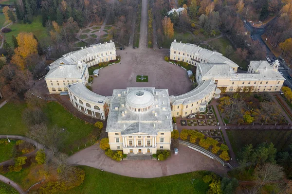 Panoramatický Letecký Výhled Pavlovský Park Pavlovský Palác Podzimního Večera Světlá — Stock fotografie