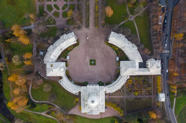 Vista Aérea Panorâmica Parque Pavlovsk Palácio Pavlovsk Uma Noite Outono — Fotografia de Stock